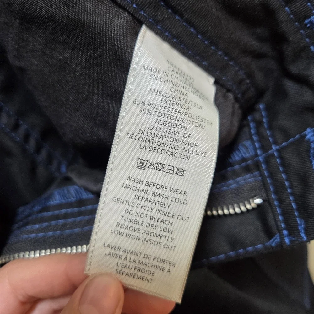 True Religion Mens‎ Cargo Pants Jet Black Pacific Blue Contrast Stitch 108335 36
